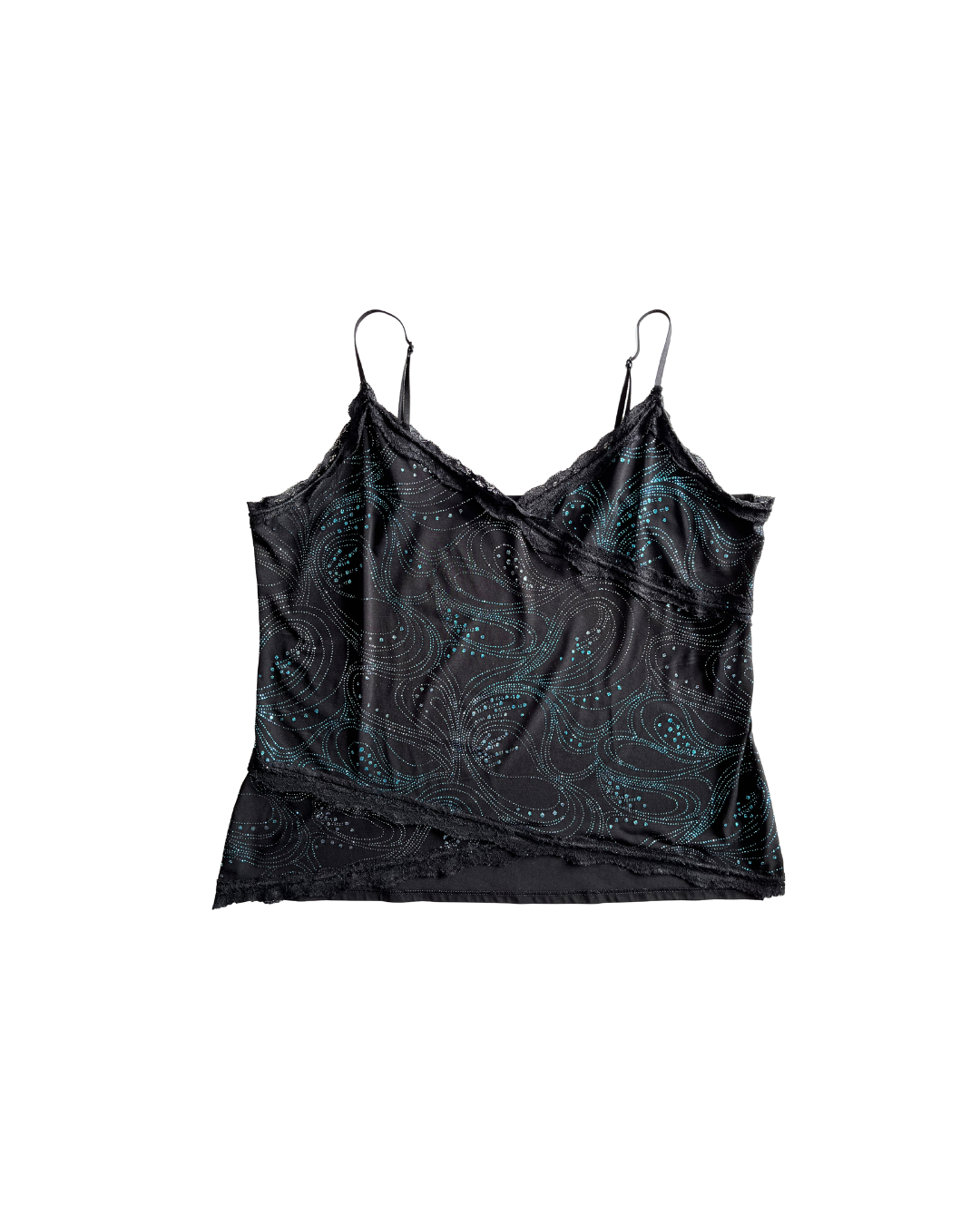 Top noir à paillettes bleues