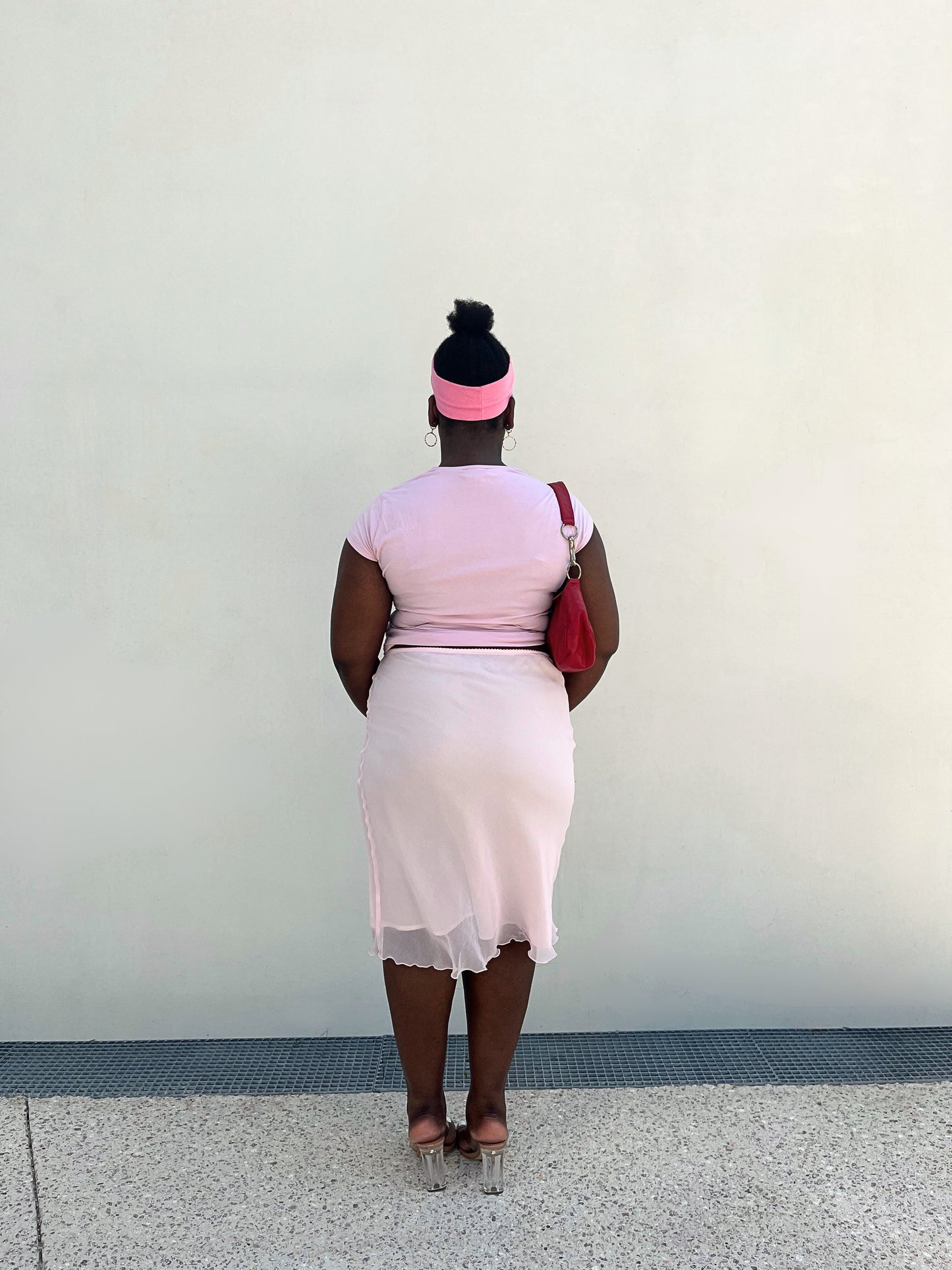 Jupe rose mi-longue