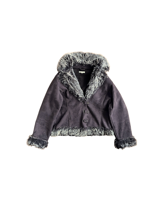 Blouson marron avec fourrure