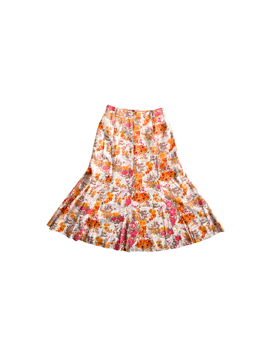 Jupe fleurie rose orange