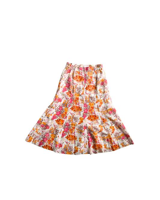 Jupe fleurie rose orange